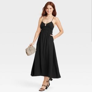 A New Day Keyhole Dress Black Medium NWT Midi length